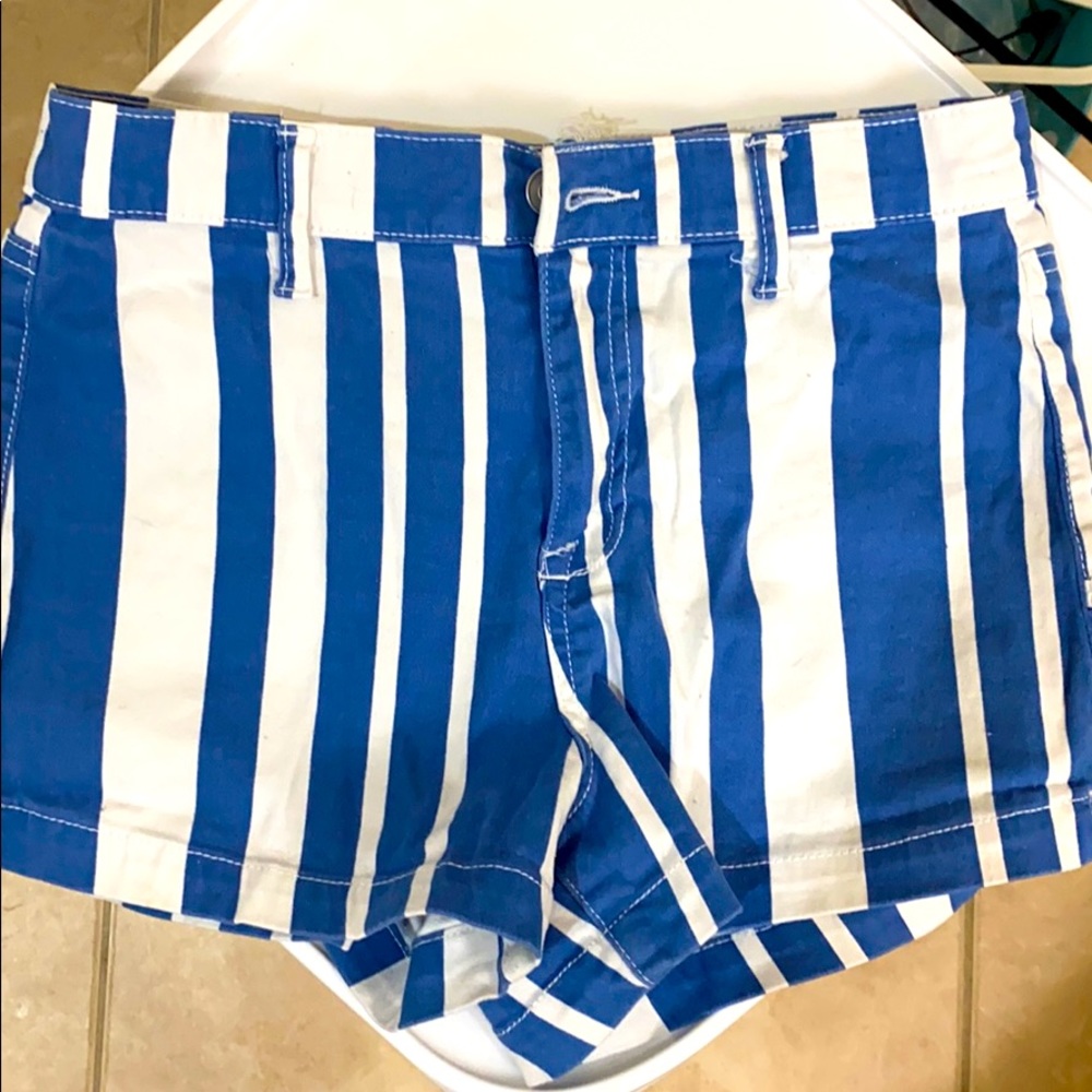 Blue and white striped shorts